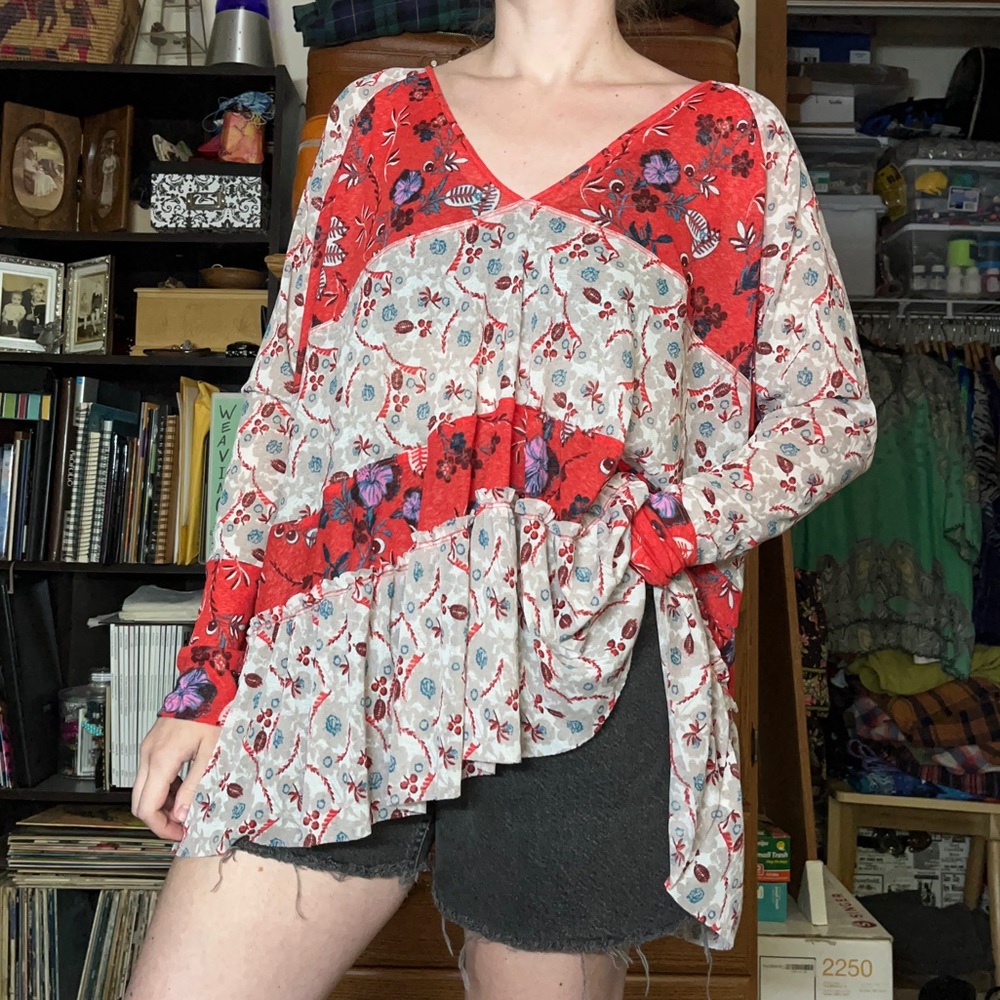 Free People Boho Patchwork Blouse - image 1